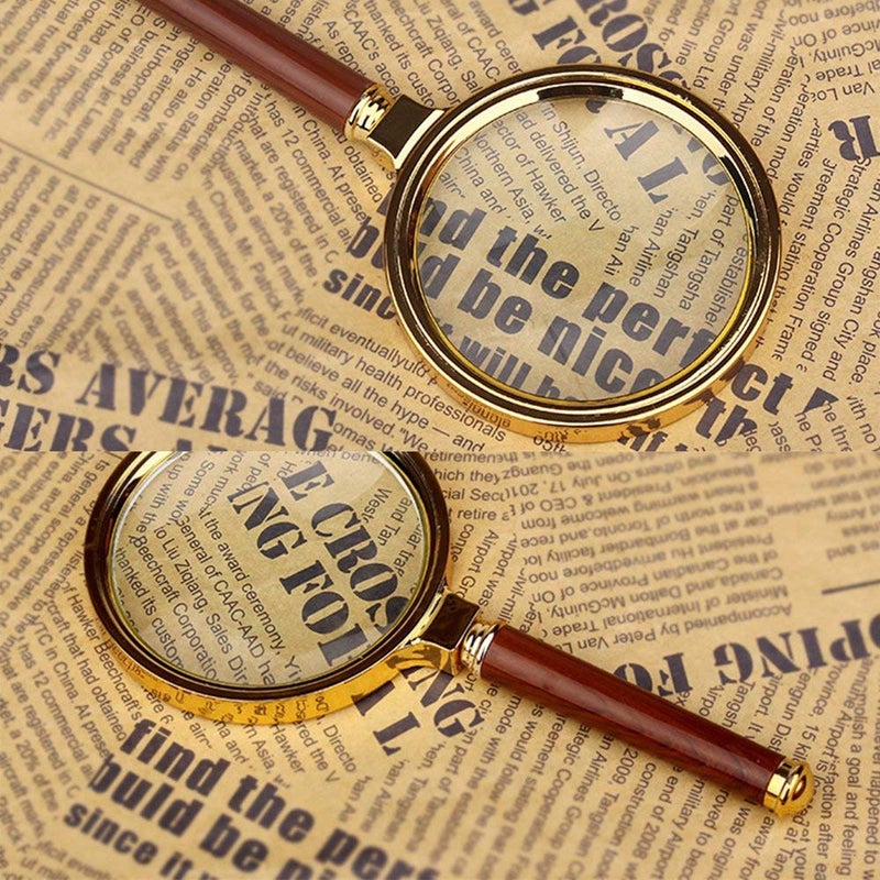 Kadaon 10X Handheld Magnifier Antique Mahogany Handle Magnifier Reading Magnifying Glass for Reading Book, Inspection, Coins, Insects, Rocks, Map, Crossword Puzzle - Image 5